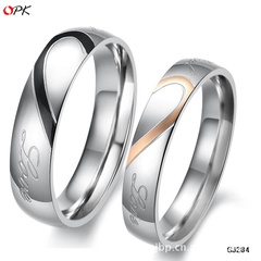 simple heart-shaped puzzle titanium steel couple ring