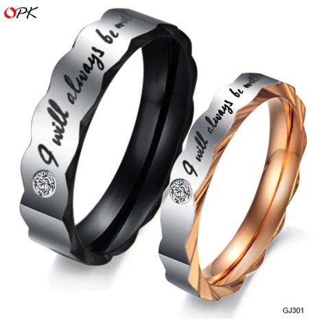new korean fashion titanium steel rhinestone couple ring's discount tags