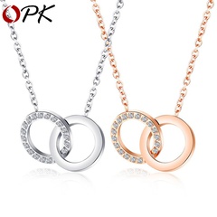 Korea double ring diamond pendant necklace