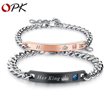 bracelet en acier titane zircon mode romantique simple's discount tags