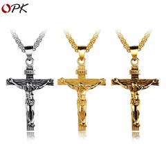 einfache Jesus Kreuz Titan Stahl Anhänger Halskette