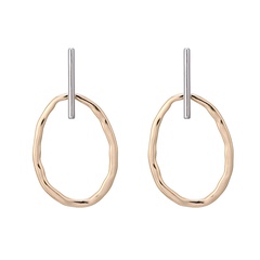 Oval Exaggerated Pendant Two-color Earrings