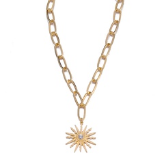 fashion hip hop diamond sun flower pendant necklace