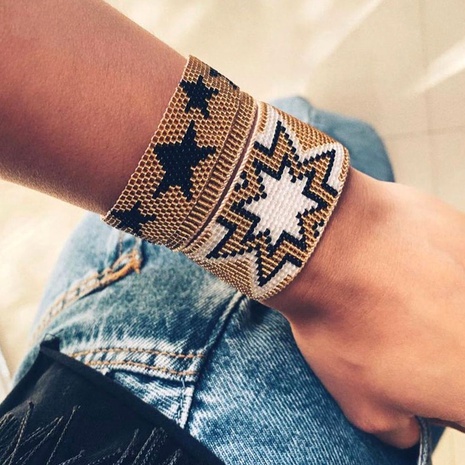 Bohemian five-pointed star beaded bracelet 3-piece set's discount tags