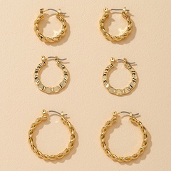 fashion 3 pairs of metal texture earrings