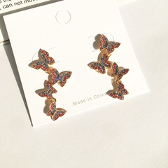 fashion diamond butterfly alloy earrings
