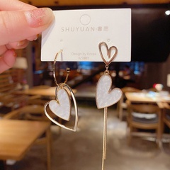 Asymmetric love tassel fashion heart shaped earrings