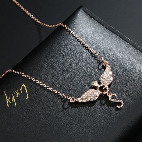 S letter angel wings diamond necklace's discount tags