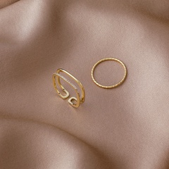 Korean square micro-inlaid zircon double ring set