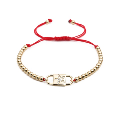 Bracelet ajustable de chaîne rouge de perles de cuivre d'étoile de zircon's discount tags
