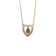 zircon heart Virgin Mary necklace