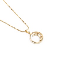fashion simple pearl zircon moon pendant necklace