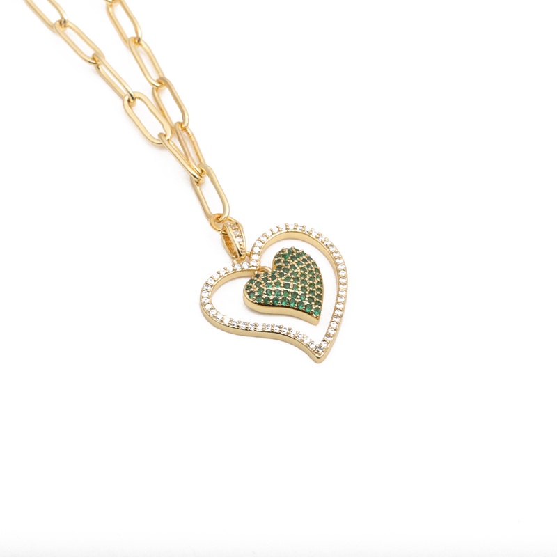 hiphop microinlaid zircon heart necklace