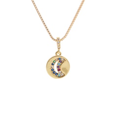micro-inlaid zircon moon star pendant necklace