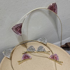 simple new diamond-studded shiny cute cat pair clip or headband