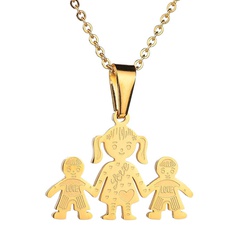 family member cartoon stainless steel pendant necklace