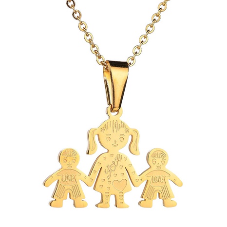 family member cartoon stainless steel pendant necklace's discount tags