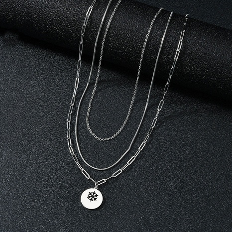 mehrschichtige Halskette aus hohlem Schneeflocken aus Titanstahl's discount tags