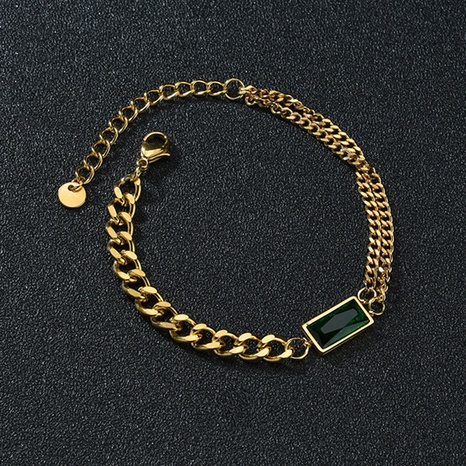 bracelet zircon carré vert simple's discount tags