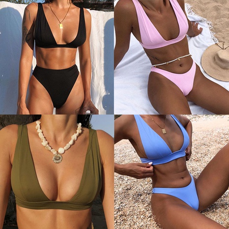 new sexy solid color bikini's discount tags
