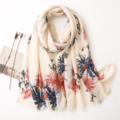 new cotton linen flower silk long scarf