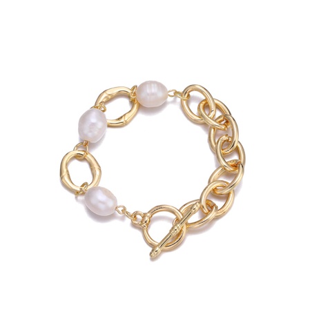 pulsera de cadena de aleación de oro con perlas dulces's discount tags