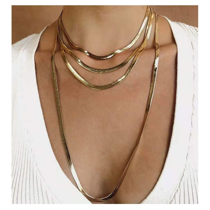 retro simple alloy multilayer golden necklace