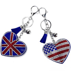 diamond-studded American flag heart keychain
