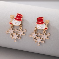 2021 Korean version of the new jewelry Christmas snowman star earrings