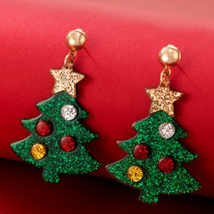 2021 European and American cross-border new jewelry green Christmas tree earrings