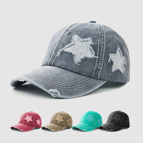 gorra de béisbol de algodón con personalidad de hip-hop y agujero desgastado lavado gorra de sombrilla al aire libre marea's discount tags