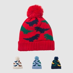 cartoon dinosaur children's hat autumn and winter cute plus velvet warm baby knitted hat