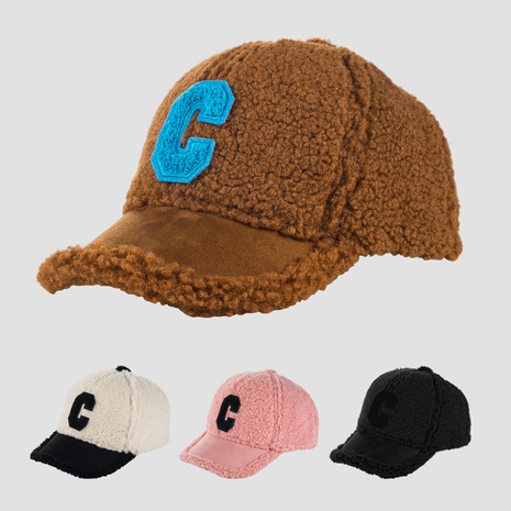 gorra de béisbol de lana de cordero otoño e invierno calidez bordado letras gorras tendencia calle's discount tags