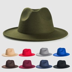 Exclusive For Cross-Border British Retro Woolen Hat Men 'S And Women 'S Hats Monochrome Light Board Felt Cap Simple Big Brim Fedora Hat Tide