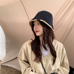 Fall New Versatile Fashion Reversible Bucket Hat Female Korean Style Trendy Face Covering Japanese Style Fisherman Hat Male Bucket Hat