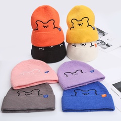 Autumn and winter new woolen hat Korean cute embroidery bear knitted hat warm fashion wild trend hat