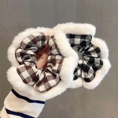 Autumn and winter new hair ring ponytail plaid plush rubber band sweet temperament hair rope