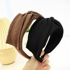 Cross-border solid color wide-brimmed fabric hairpin fashion cross-folding headband