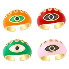 European and American new copper gold-plated oil drop opening adjustable devil's eye blue eye ring