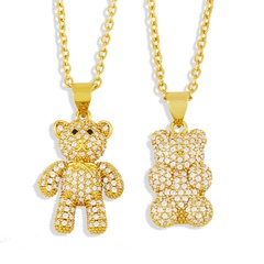cute bear necklace 18K gold plated zircon bear pendant cross-border jewelry