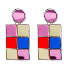 personality geometric color magic square diamond sequined female earrings