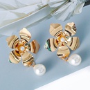 Pendientes de nuevo estilo Pendientes de perlas en forma de flor artesanales con diamantes de aleacinpicture12
