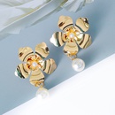 Pendientes de nuevo estilo Pendientes de perlas en forma de flor artesanales con diamantes de aleacinpicture13