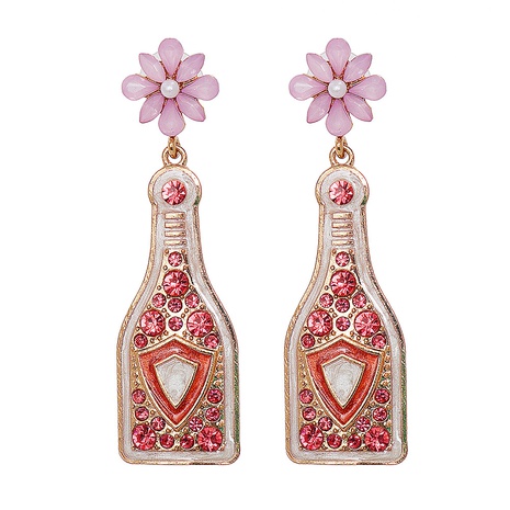 55694 European and American Personalized Alloy Diamond Wine Bottle Earrings Colorful Oil Necklace Ear Stud Earring Cross-Border Earrings for Women's discount tags