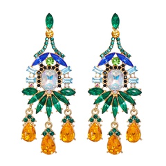 new style alloy diamond-set craftsmanship colorful geometric water drop earrings wholesale