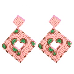 55682 European and American New Studs Retro Geometric Woven Handmade Beaded Stud Earrings Female Earrings Personalized Ornament
