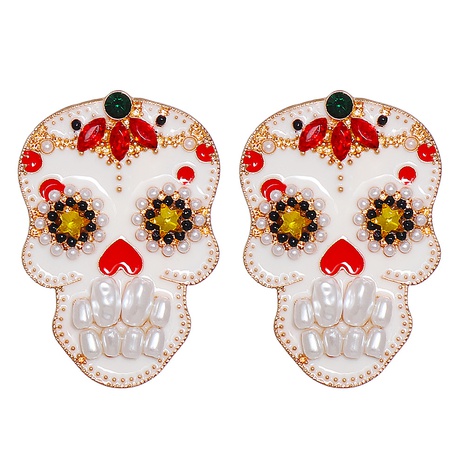 Halloween skull earrings four-color optional diamond stud earrings's discount tags