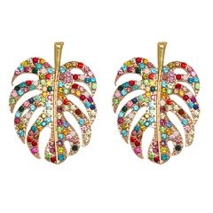 new style alloy diamond leaf shape earrings personalized accessories wholesale