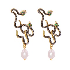 Pendientes de nuevo estilo pendientes de perlas de diamantes con forma de serpiente pendientes personalizados al por mayor