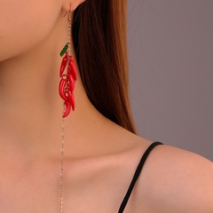 Cross-border European and American exaggerated red pepper earrings necklace Halloween gift